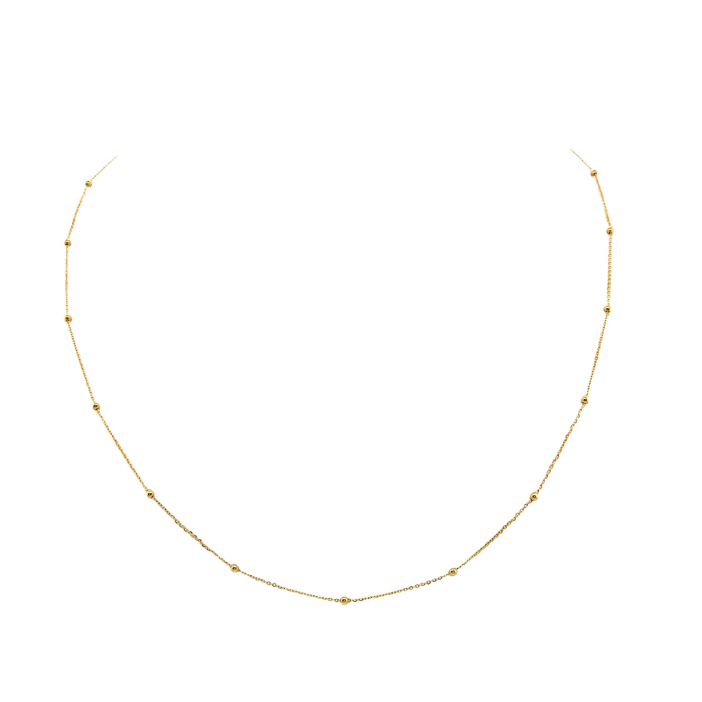 Diamond Cut 14K Yellow Gold 1.8mm Polished Bead Saturn Chain with Spring Ring Clasp - Image 1 of 5