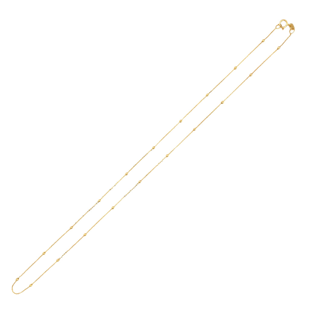 Diamond Cut 14K Yellow Gold 1.8mm Polished Bead Saturn Chain with Spring Ring Clasp - Image 3 of 5