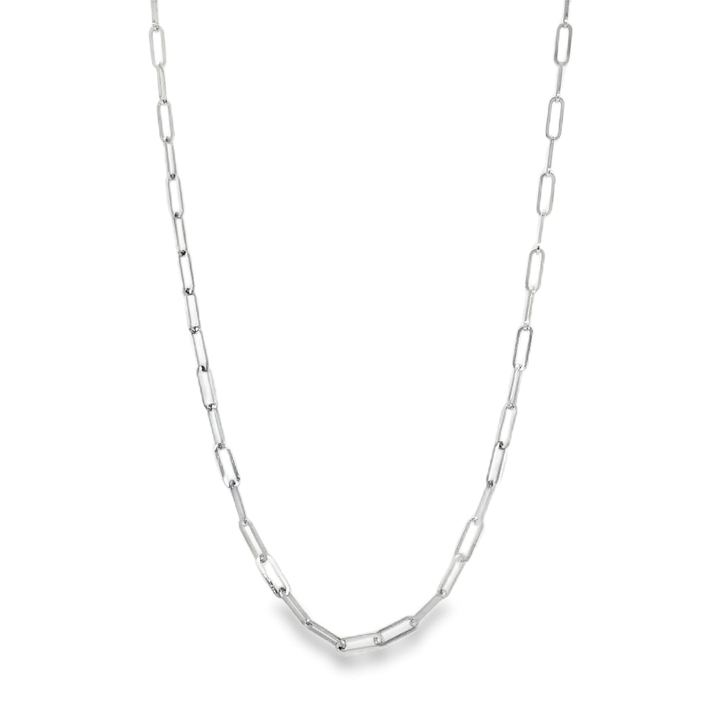 Semi-Solid Paperclip Chain in 14K White Gold with Lobster Clasp - Image 2 of 4