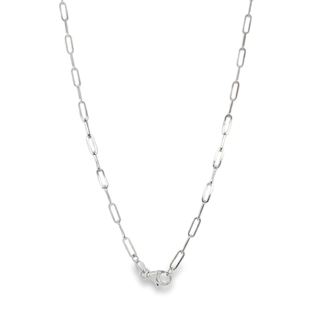 Semi-Solid Paperclip Chain in 14K White Gold with Lobster Clasp - Image 3 of 4
