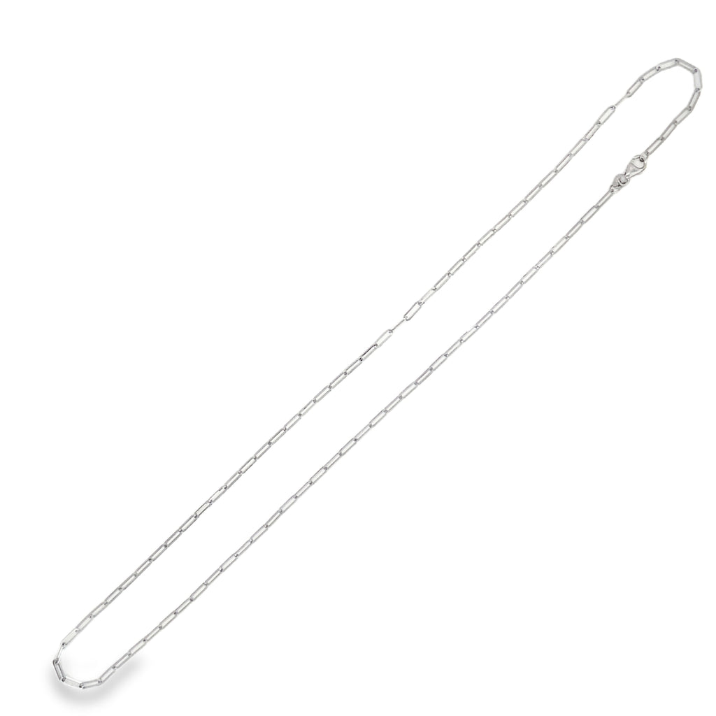 Semi-Solid Paperclip Chain in 14K White Gold with Lobster Clasp - Image 1 of 4