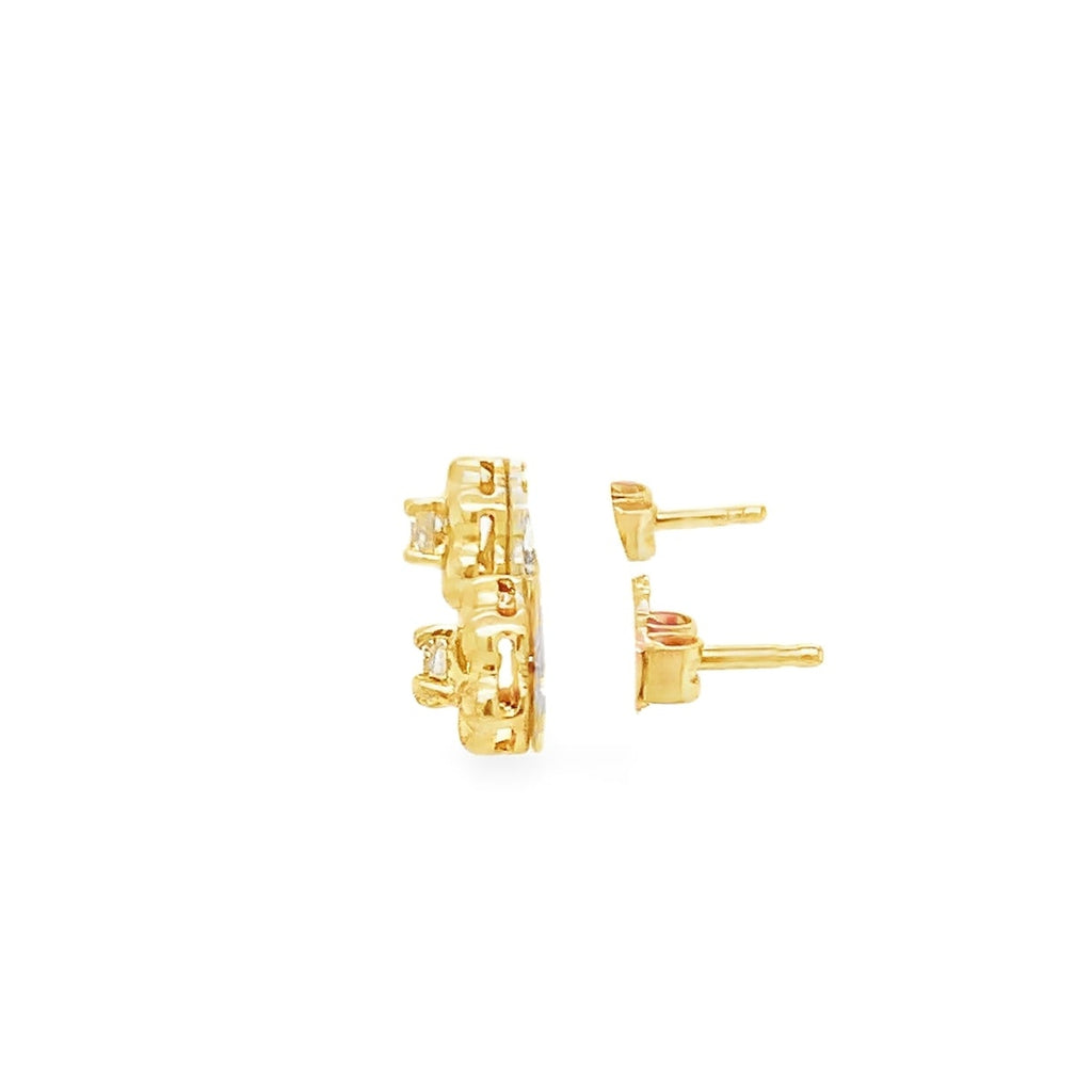 Petite Floral Diamond Stud Earrings in 14K Yellow Gold - Image 2 of 3