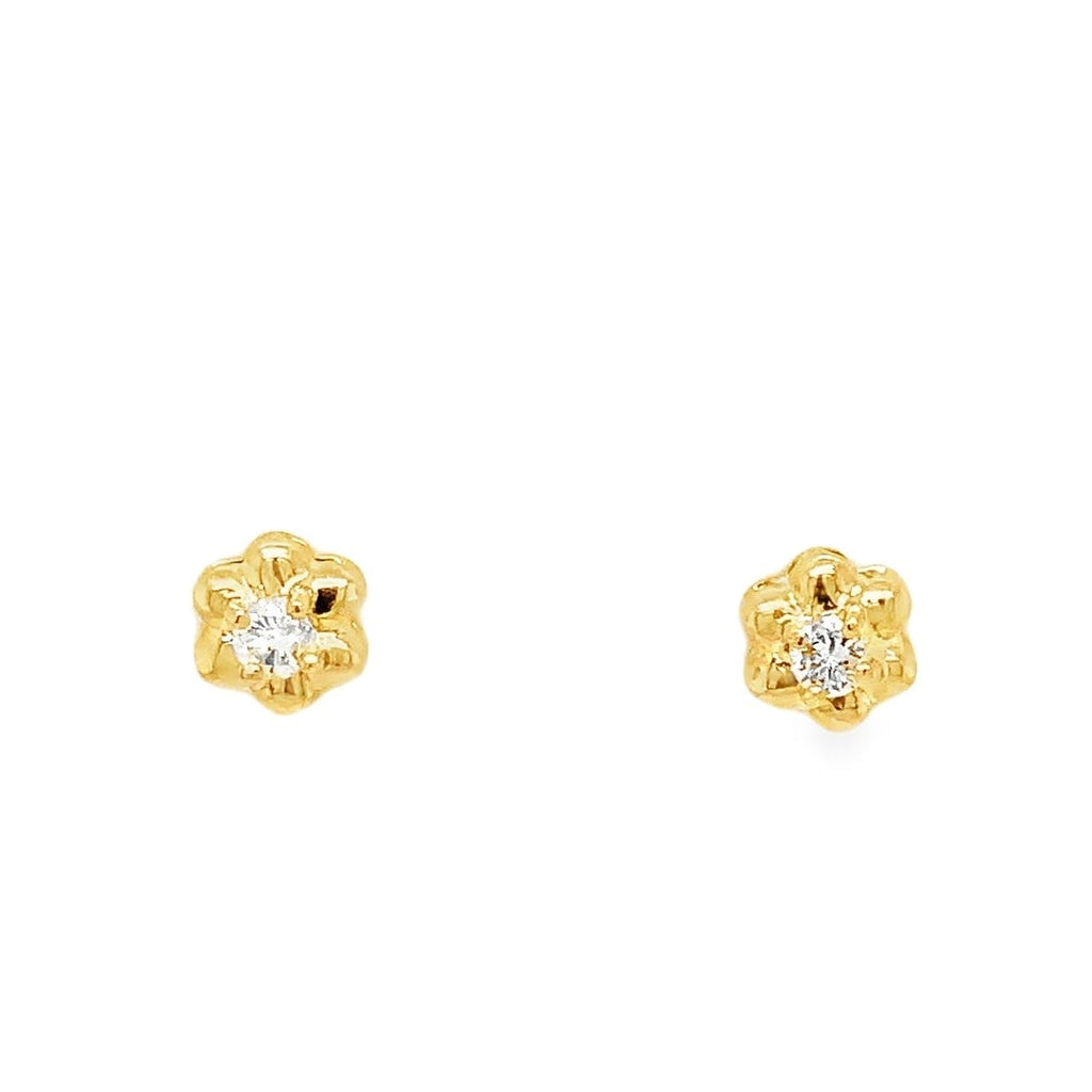 Petite Floral Diamond Stud Earrings in 14K Yellow Gold - Image 1 of 3