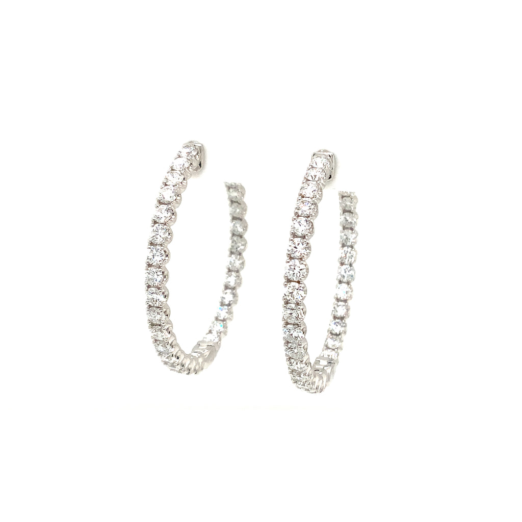 Classic Inside and outside Lab Grown Diamond Hoop Earring set in 14K White Gold - Image 3 of 4