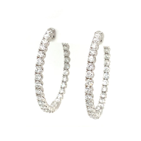 Classic Inside and outside Lab Grown Diamond Hoop Earring set in 14K White Gold - Image 1 of 4