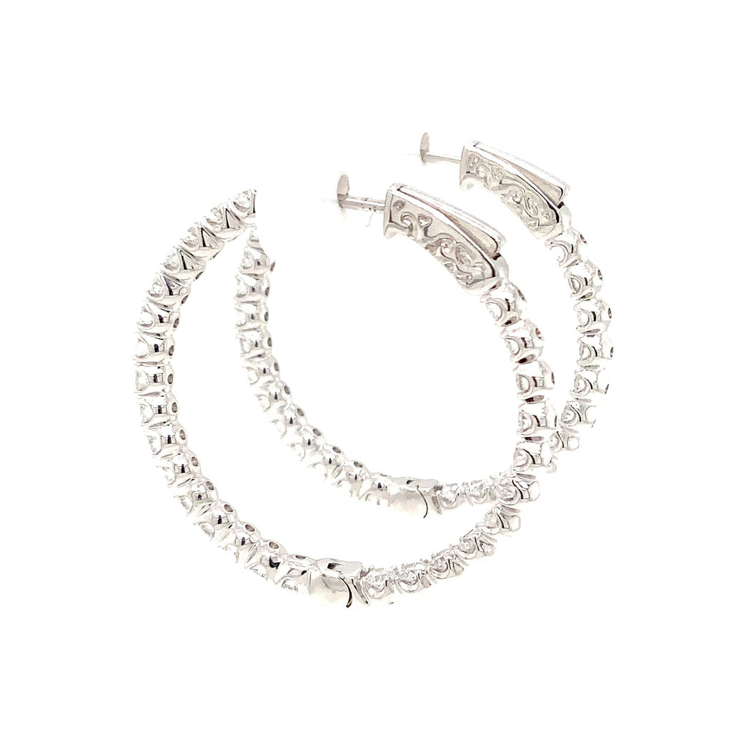Classic Inside and outside Lab Grown Diamond Hoop Earring set in 14K White Gold - Image 2 of 4