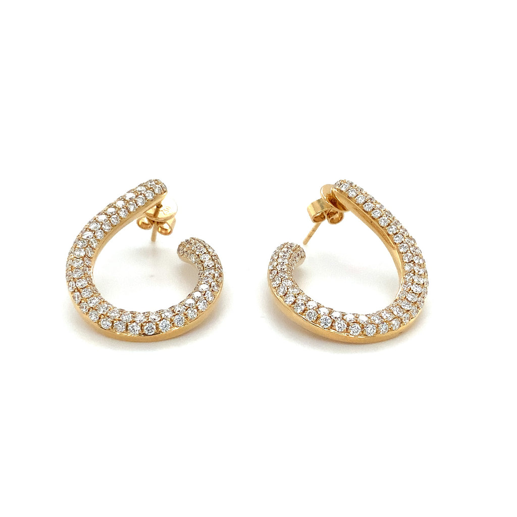 Afarin Collection Diamond Pavé Open Teardrop Hoop Earrings in 18 Yellow Gold - Image 2 of 9