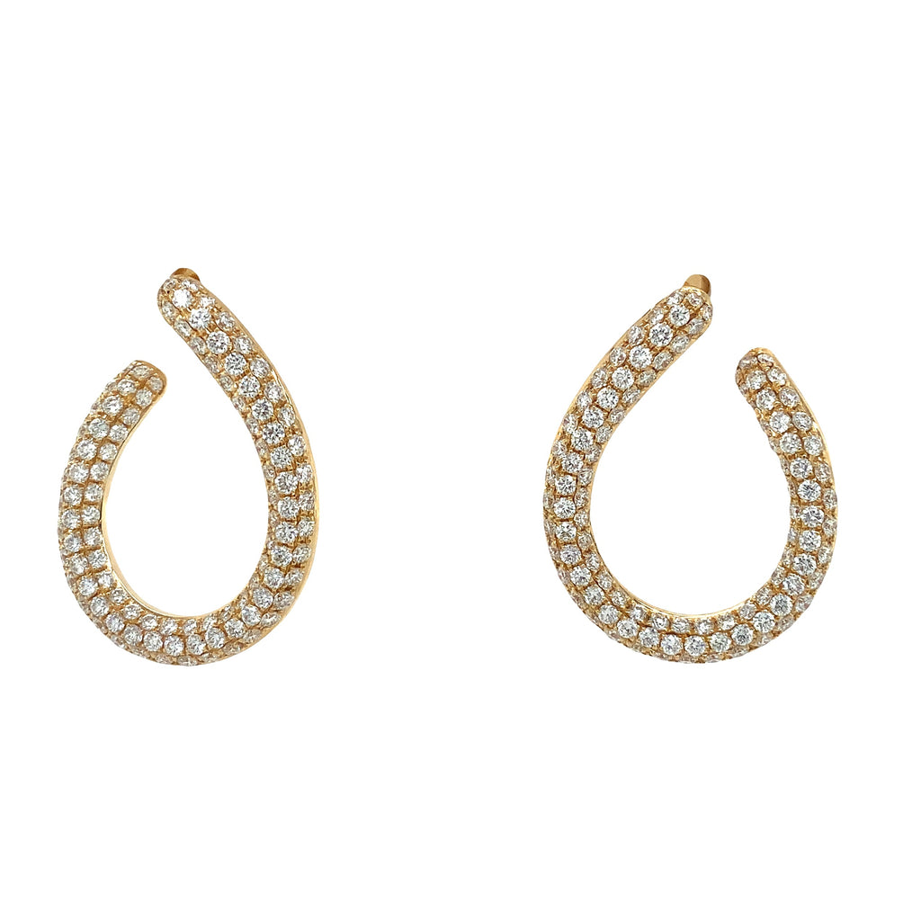 Afarin Collection Diamond Pavé Open Teardrop Hoop Earrings in 18 Yellow Gold - Image 1 of 9