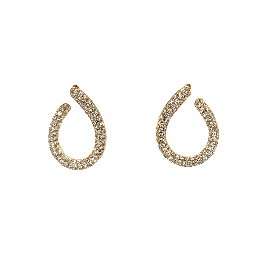 Afarin Collection Diamond Pavé Open Teardrop Hoop Earrings in 18 Yellow Gold - Image 4 of 9