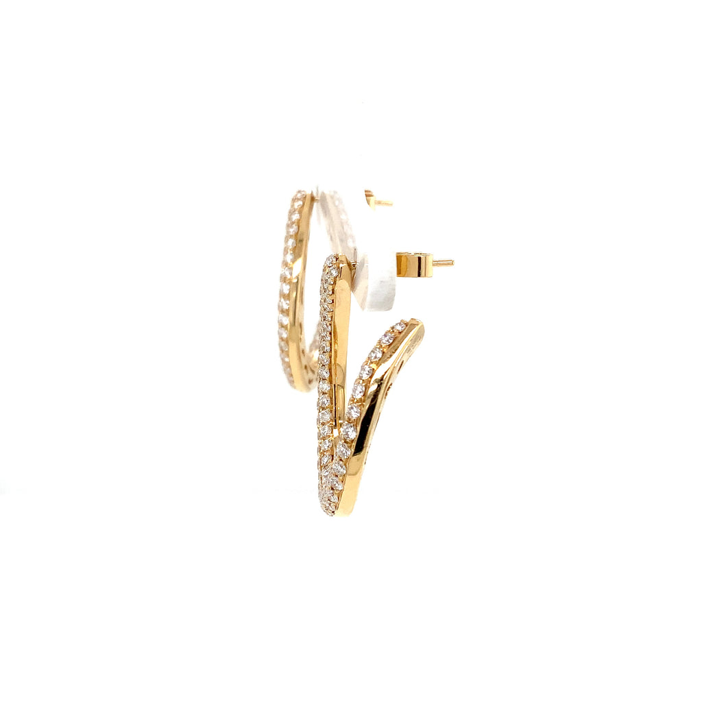 Afarin Collection Diamond Pavé Open Teardrop Hoop Earrings in 18 Yellow Gold - Image 6 of 9
