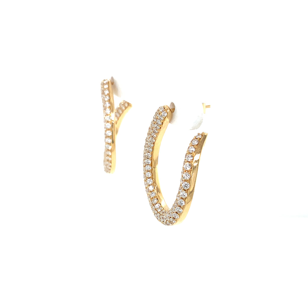 Afarin Collection Diamond Pavé Open Teardrop Hoop Earrings in 18 Yellow Gold - Image 9 of 9