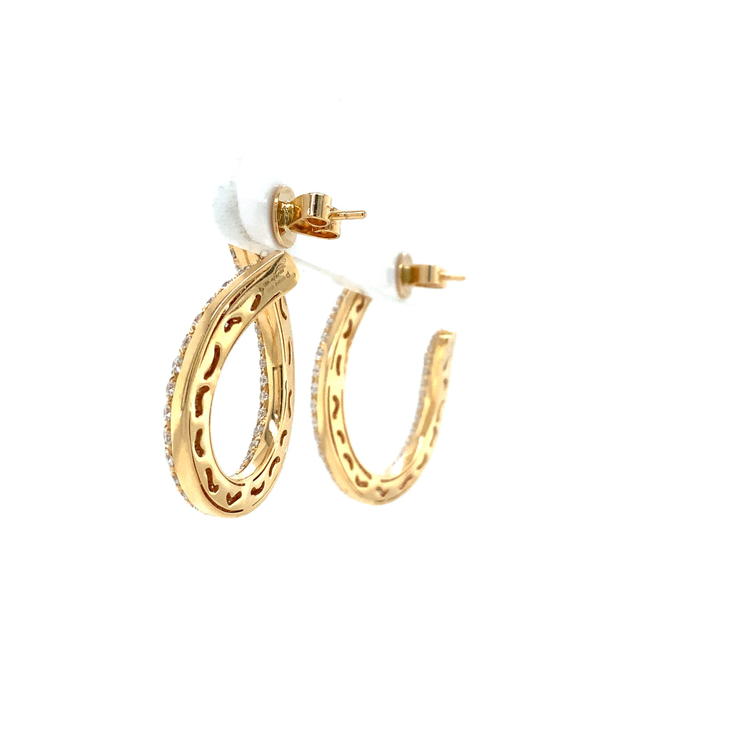 Afarin Collection Diamond Pavé Open Teardrop Hoop Earrings in 18 Yellow Gold - Image 3 of 9