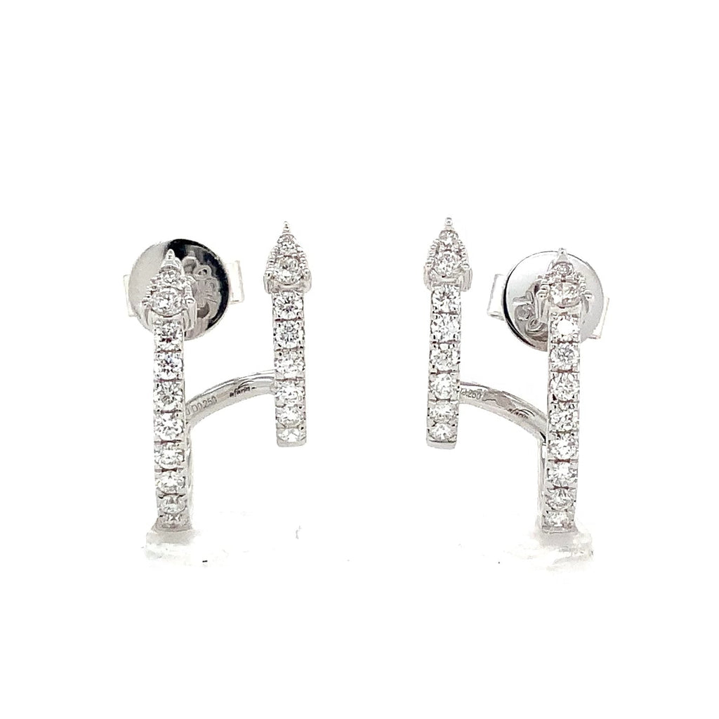 Afarin Collection Diamond Double Bar Stud Earrings in 18K White Gold - Image 2 of 7