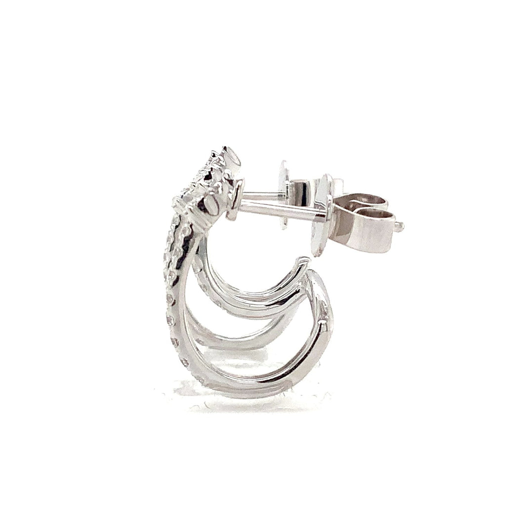 Afarin Collection Diamond Double Bar Stud Earrings in 18K White Gold - Image 4 of 7
