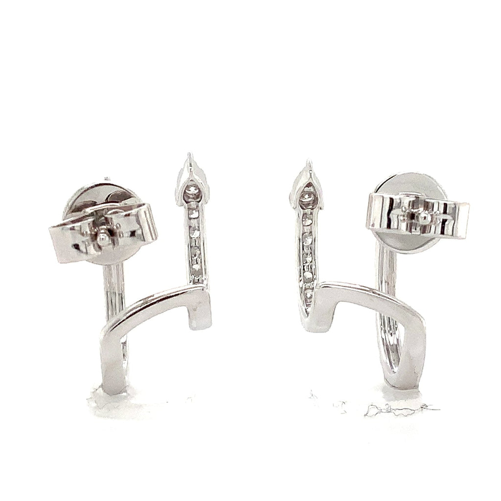 Afarin Collection Diamond Double Bar Stud Earrings in 18K White Gold - Image 5 of 7