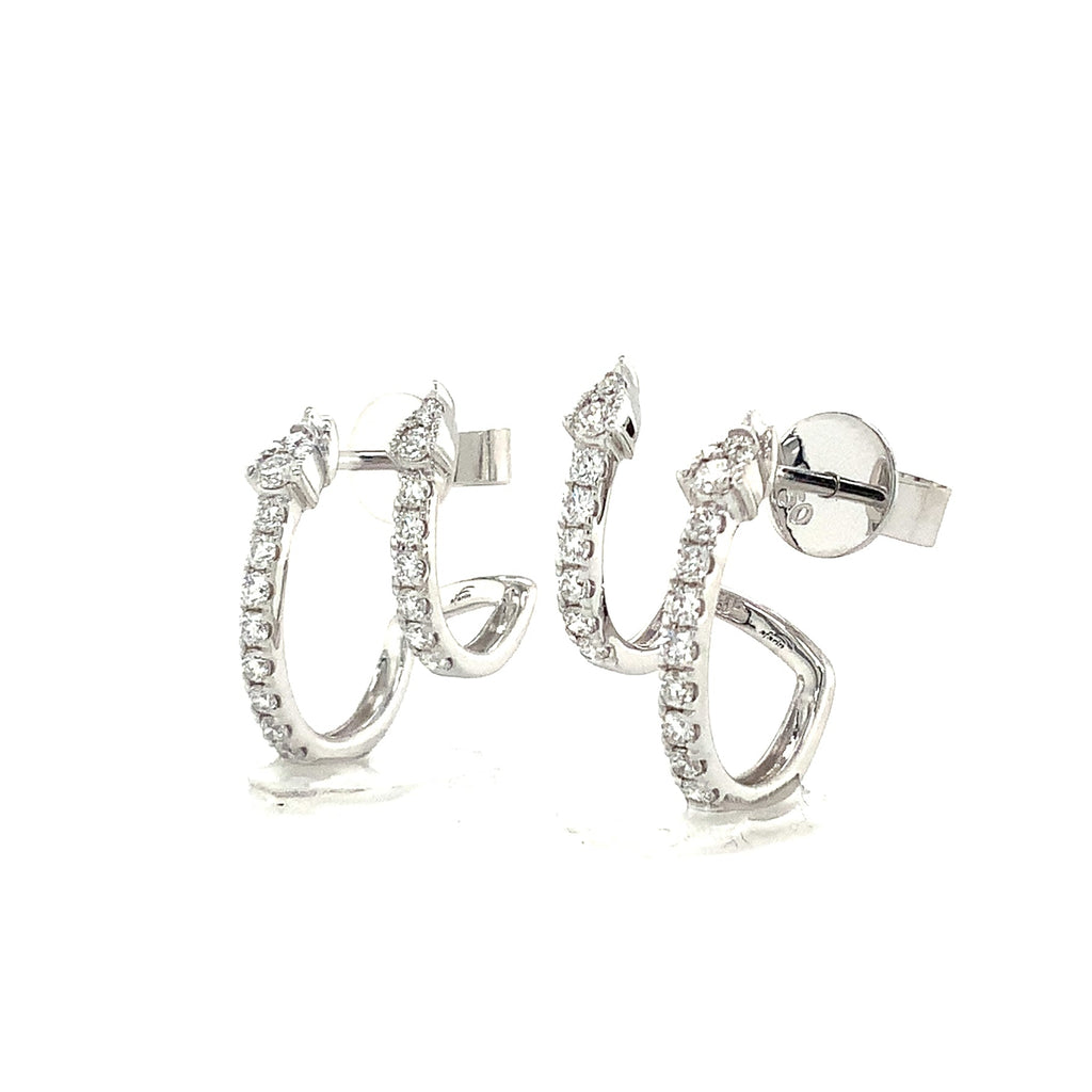Afarin Collection Diamond Double Bar Stud Earrings in 18K White Gold - Image 1 of 7