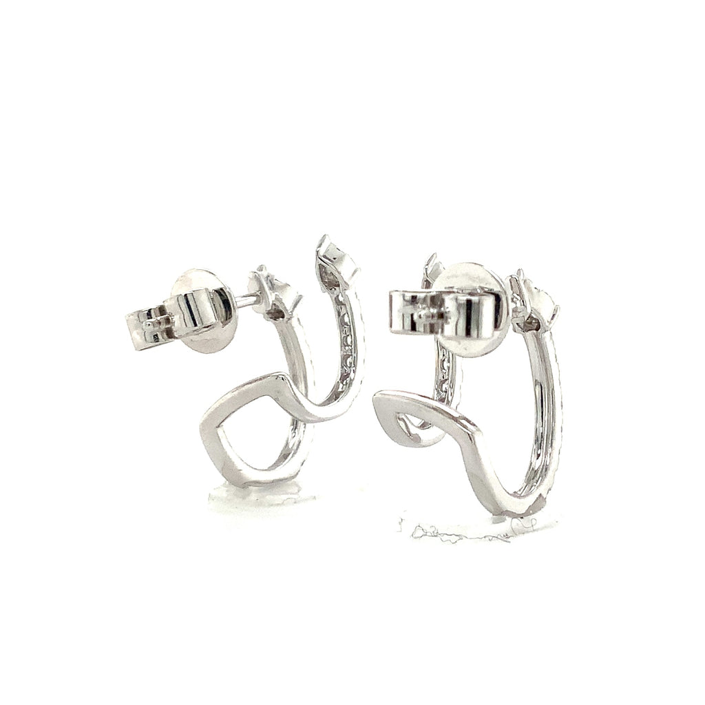 Afarin Collection Diamond Double Bar Stud Earrings in 18K White Gold - Image 3 of 7