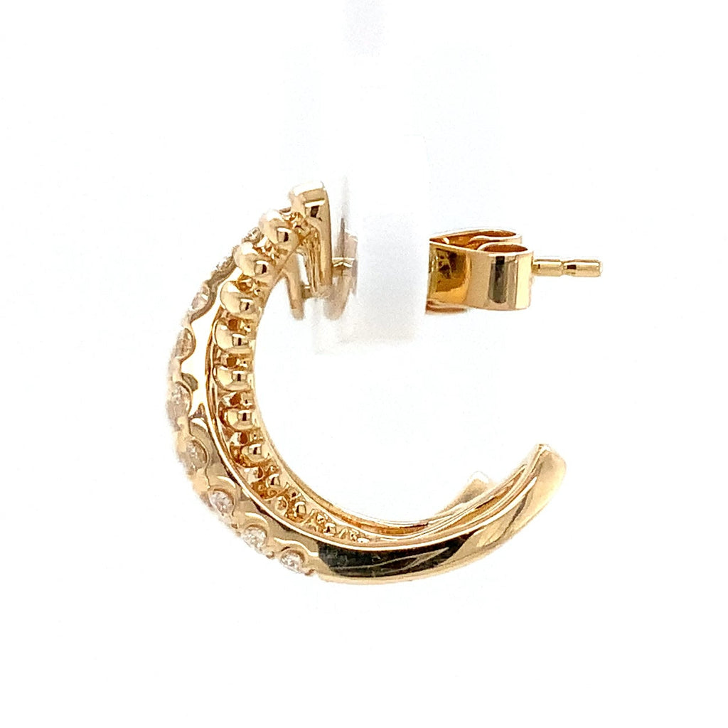 Afarin Collection Diamond Criss-Cross  "J" Hoop  Earrings set in 18K Yellow Gold - Image 5 of 6