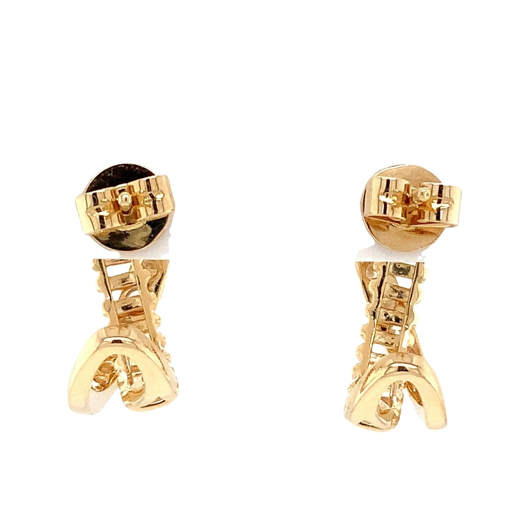 Afarin Collection Diamond Criss-Cross  "J" Hoop  Earrings set in 18K Yellow Gold - Image 6 of 6