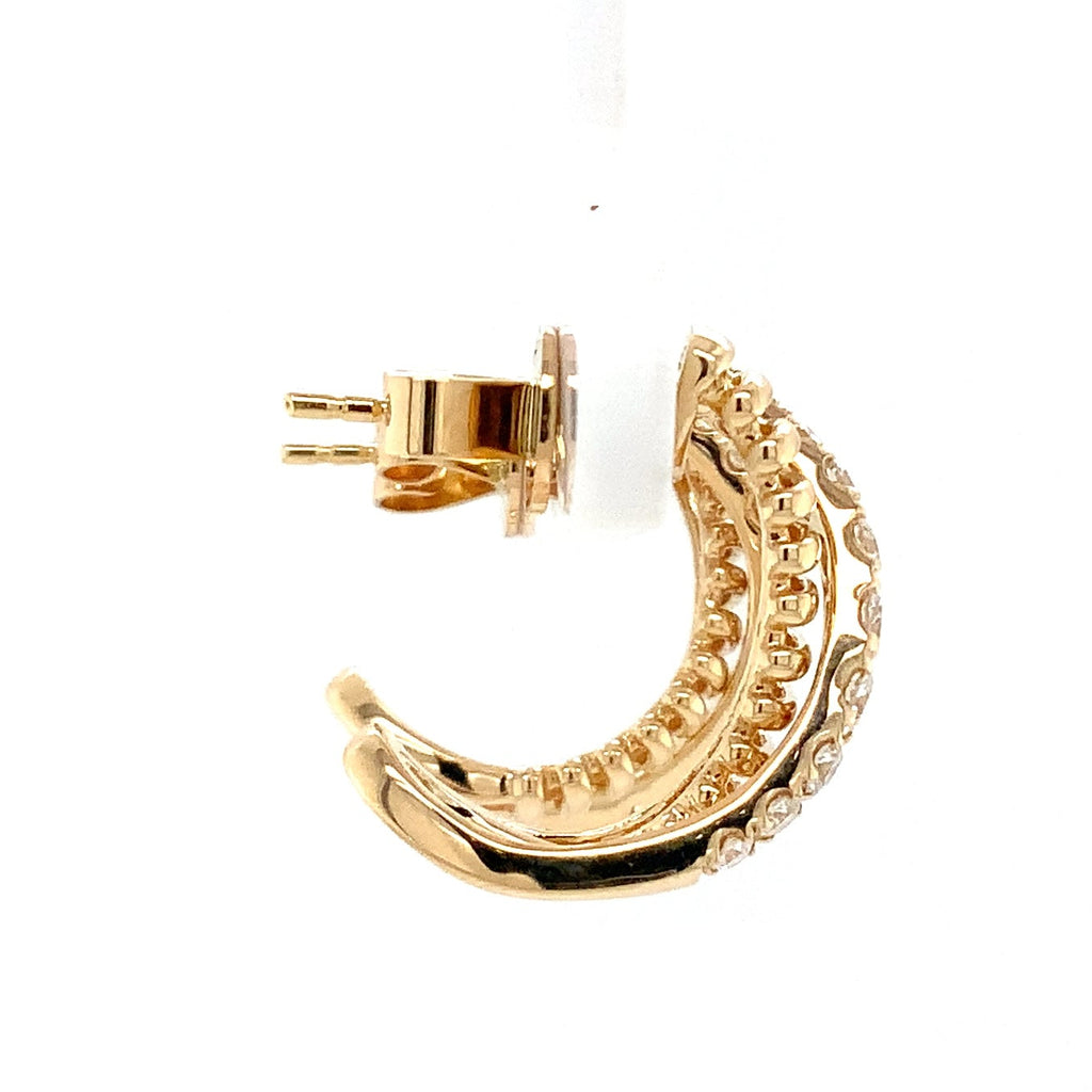 Afarin Collection Diamond Criss-Cross  "J" Hoop  Earrings set in 18K Yellow Gold - Image 2 of 6
