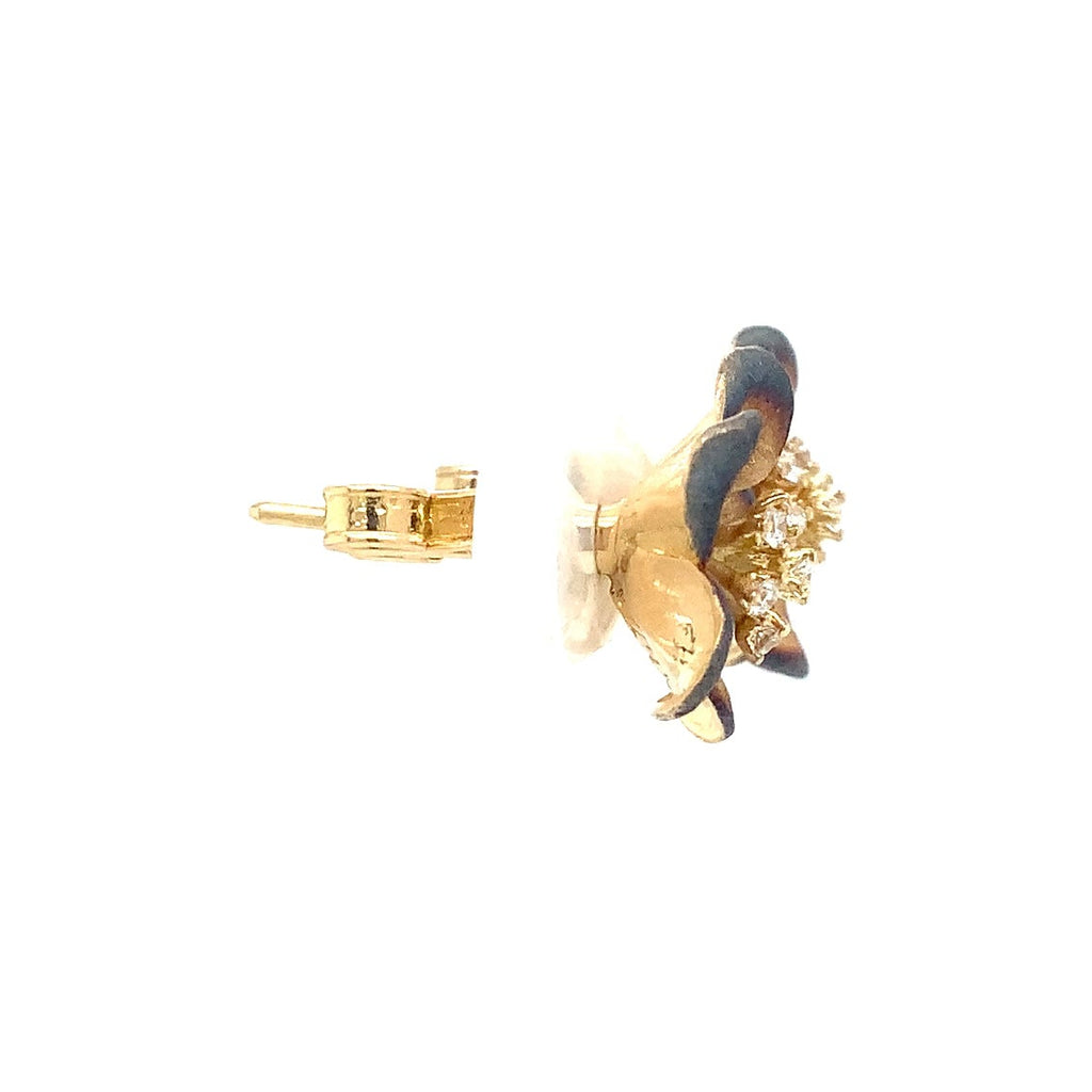 Afarin Collection Floral Diamond Cluster Stud Earrings in 18K Colored Rhodium Finish - Image 5 of 6