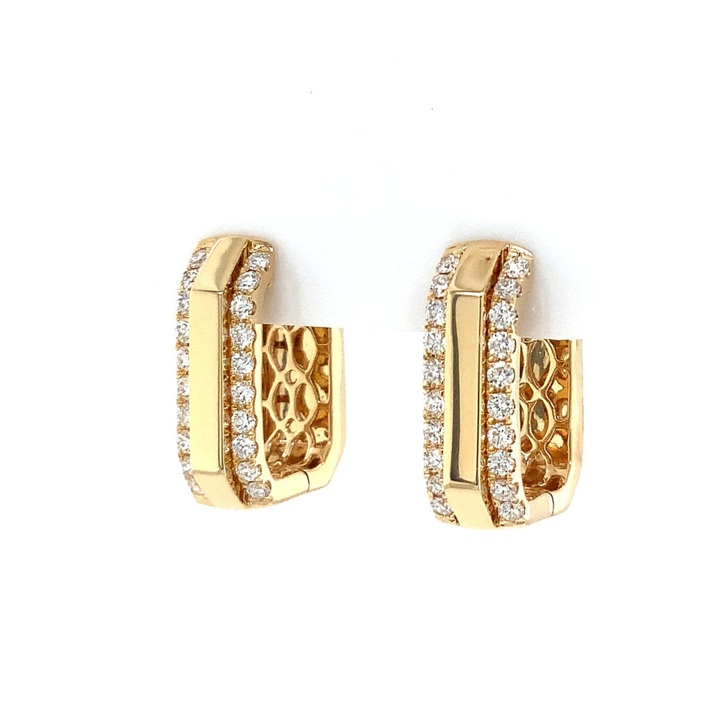 Afarin Collection Geometric Diamond Huggie Hoop Earrings set in 18K Yellow Gold - Image 1 of 11