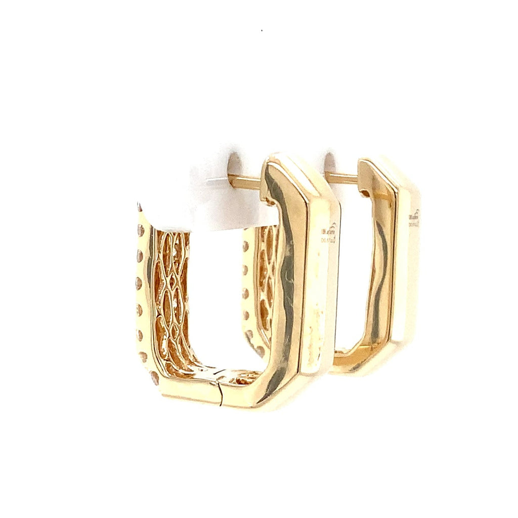 Afarin Collection Geometric Diamond Huggie Hoop Earrings set in 18K Yellow Gold - Image 3 of 11