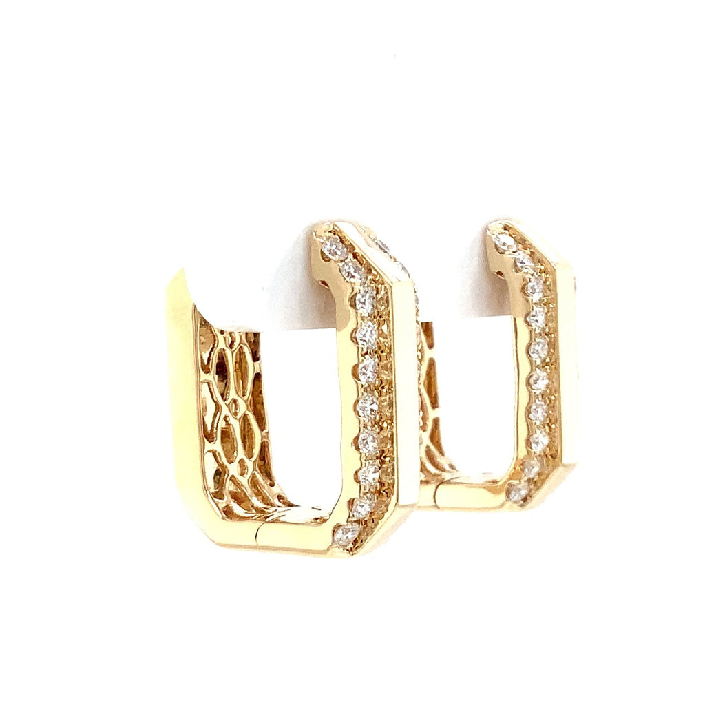 Afarin Collection Geometric Diamond Huggie Hoop Earrings set in 18K Yellow Gold - Image 5 of 11