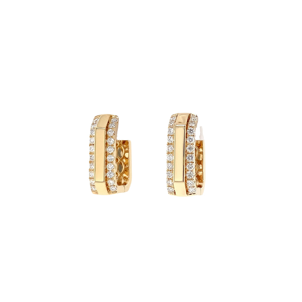 Afarin Collection Geometric Diamond Huggie Hoop Earrings set in 18K Yellow Gold - Image 6 of 11