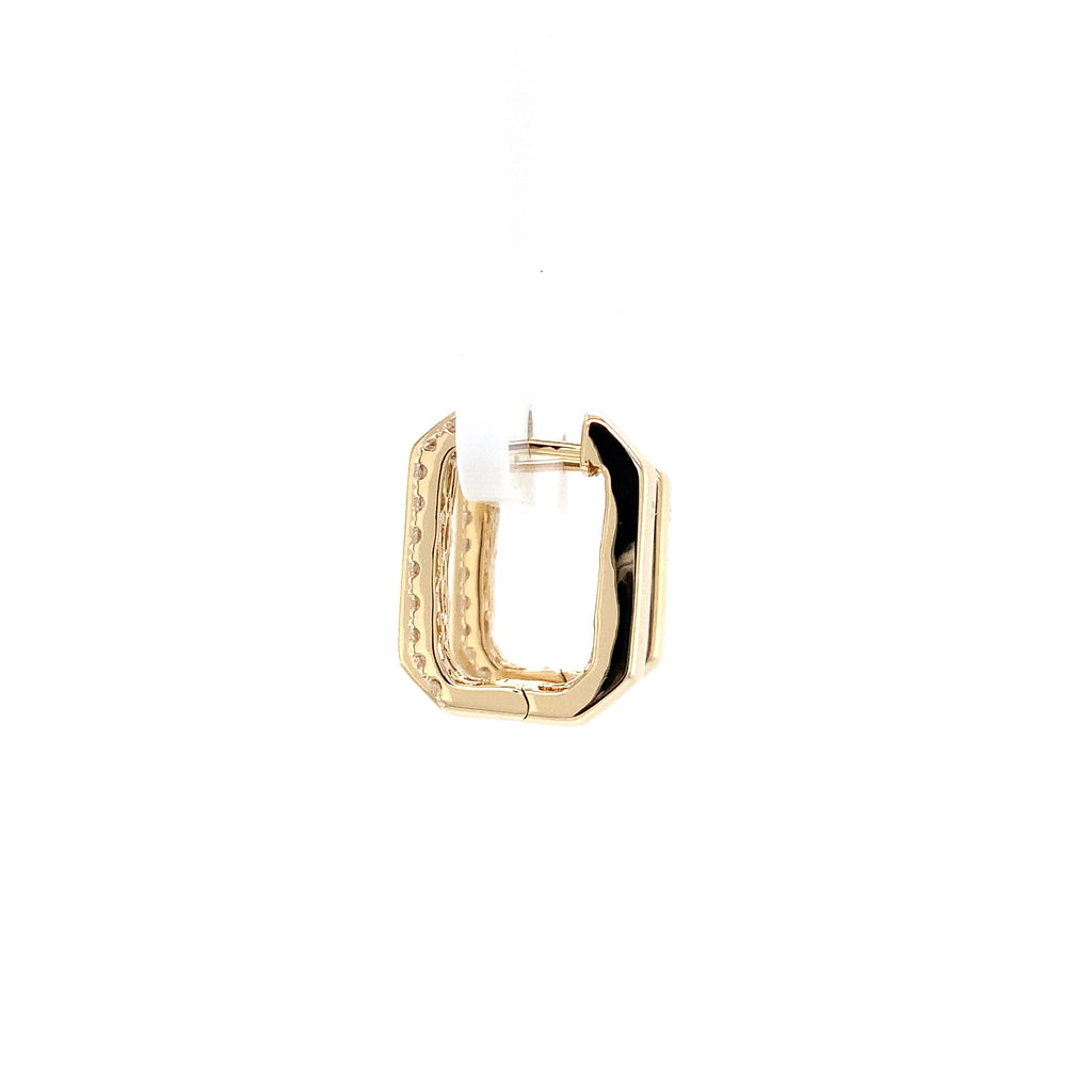 Afarin Collection Geometric Diamond Huggie Hoop Earrings set in 18K Yellow Gold - Image 7 of 11