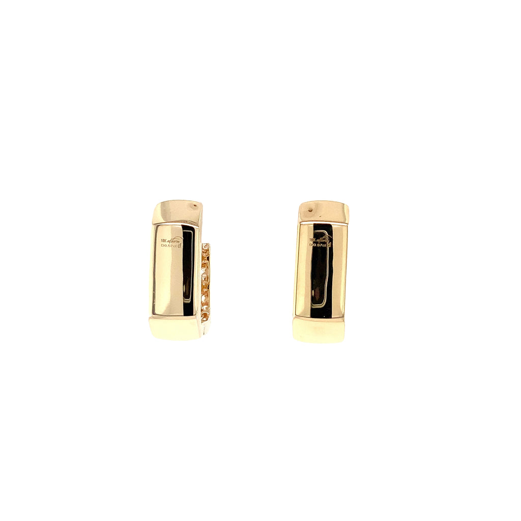 Afarin Collection Geometric Diamond Huggie Hoop Earrings set in 18K Yellow Gold - Image 8 of 11