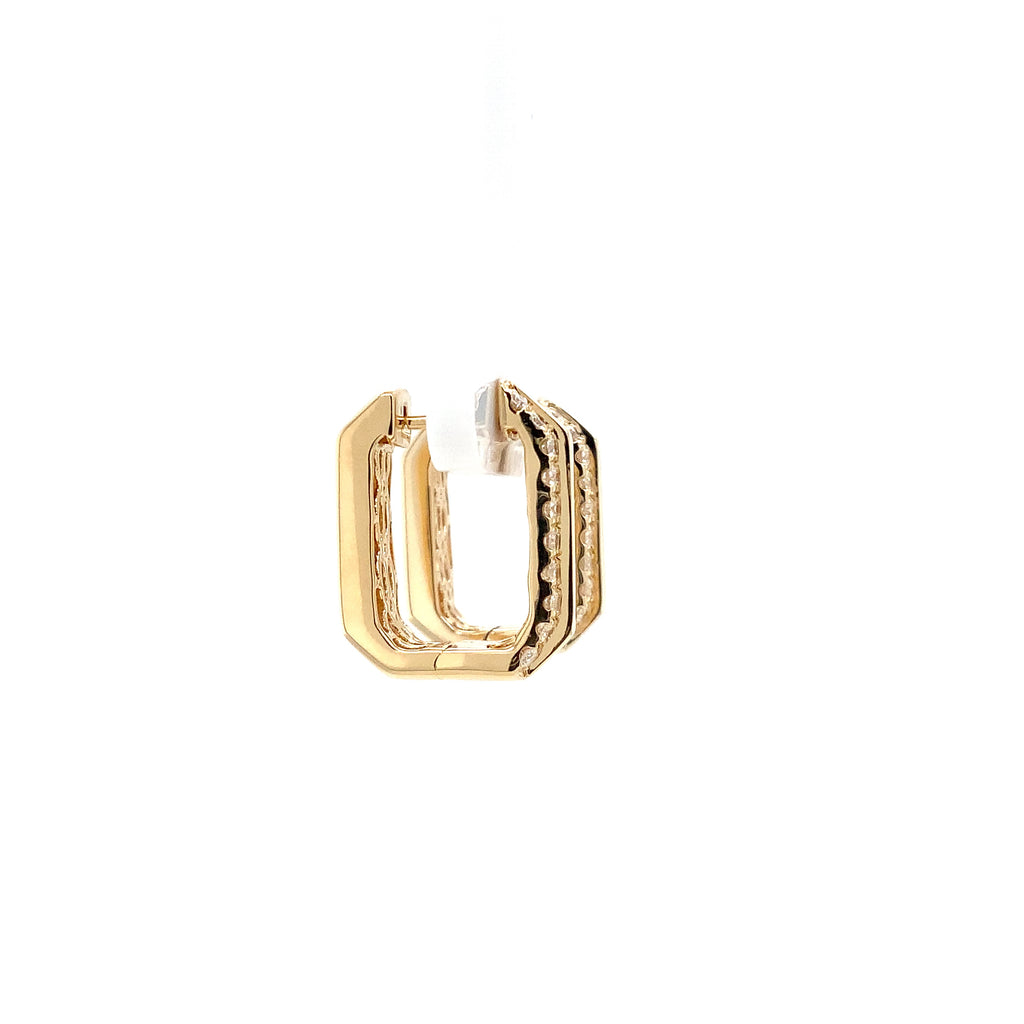 Afarin Collection Geometric Diamond Huggie Hoop Earrings set in 18K Yellow Gold - Image 9 of 11
