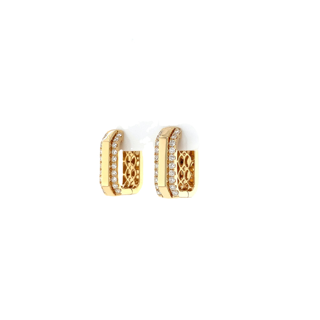 Afarin Collection Geometric Diamond Huggie Hoop Earrings set in 18K Yellow Gold - Image 10 of 11