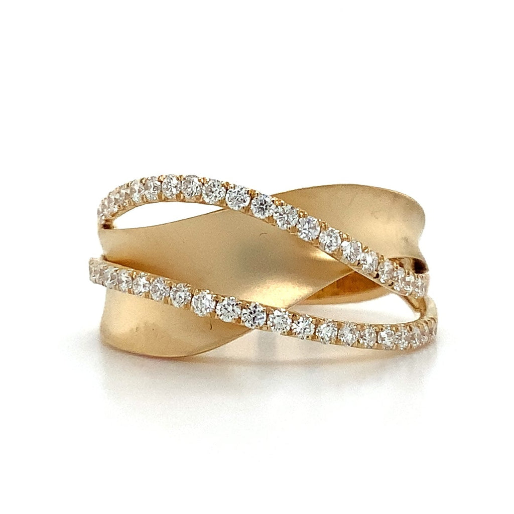 Afarin Collection Wave Diamond Band in 18K Matte Finish Yellow Gold - Image 1 of 6