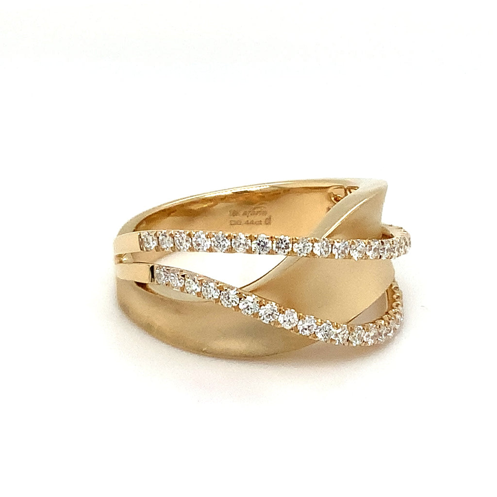 Afarin Collection Wave Diamond Band in 18K Matte Finish Yellow Gold - Image 3 of 6