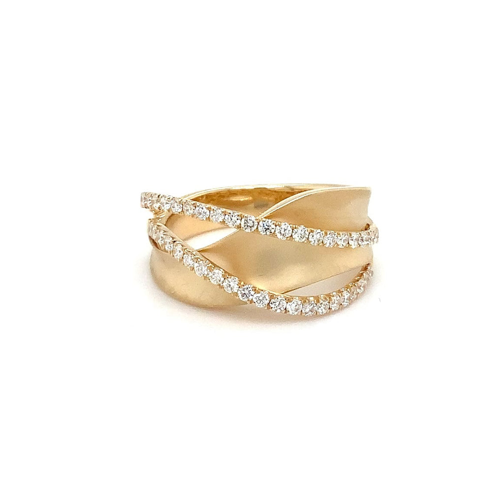 Afarin Collection Wave Diamond Band in 18K Matte Finish Yellow Gold - Image 4 of 6