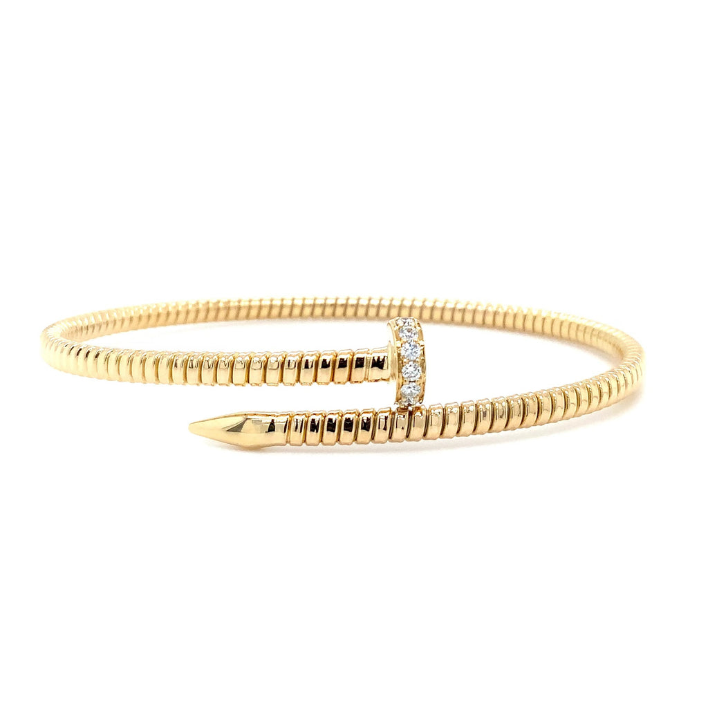 Afarin Collection Ribbed 18K Yellow Gold Diamond Nail Cuff - Image 1 of 4