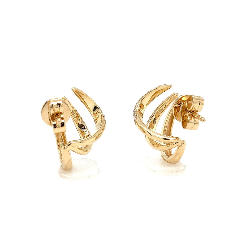 Afarin Collection Diamond Pavé Curved Talon Cuff Earrings in 18K Yellow Gold - Image 9 of 10
