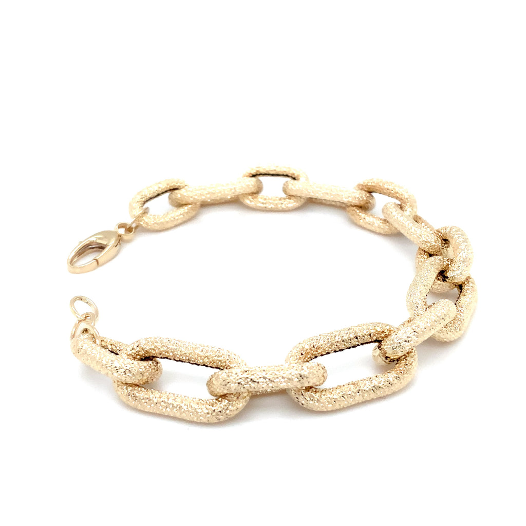 Textured  Oval Link Chain Bracelet in 14K Yellow Gold - Image 6 of 6