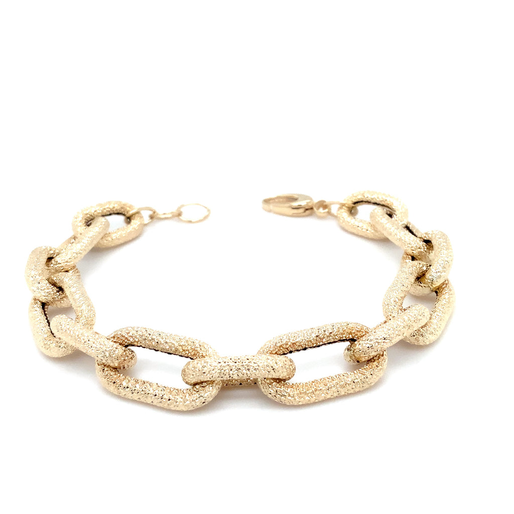 Textured  Oval Link Chain Bracelet in 14K Yellow Gold - Image 4 of 6