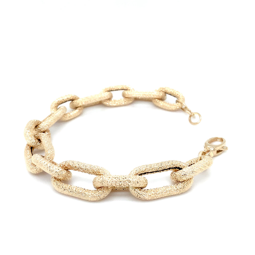 Textured  Oval Link Chain Bracelet in 14K Yellow Gold - Image 2 of 6