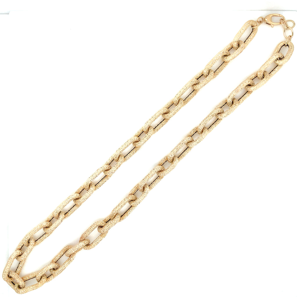 Textured  Oval Link Chain Necklace in 14K Yellow Gold - Image 2 of 8