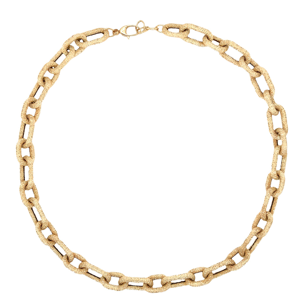 Textured  Oval Link Chain Necklace in 14K Yellow Gold - Image 1 of 8