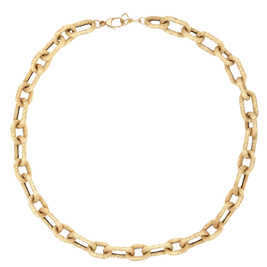 Textured  Oval Link Chain Necklace in 14K Yellow Gold - Image 5 of 8