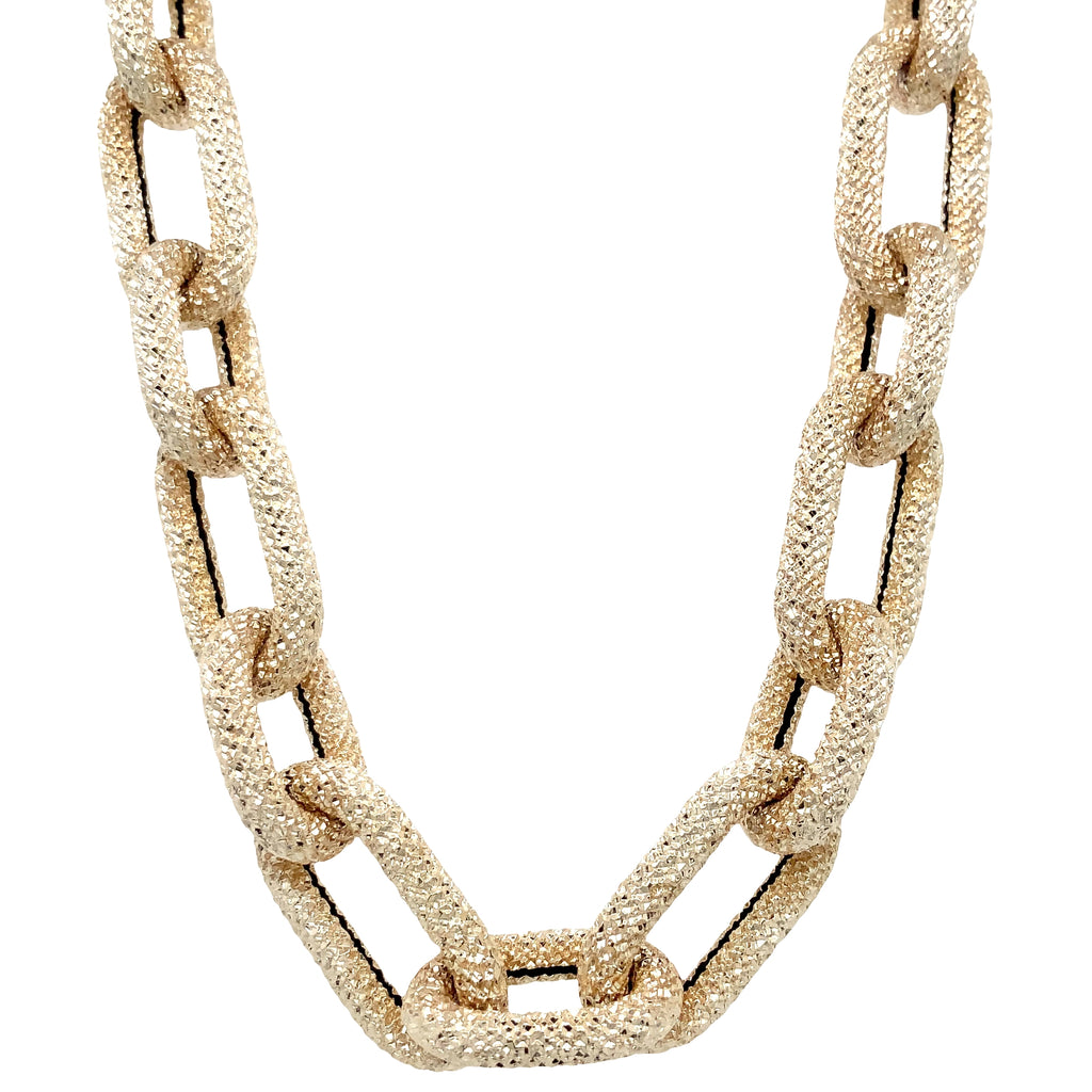 Textured  Oval Link Chain Necklace in 14K Yellow Gold - Image 6 of 8