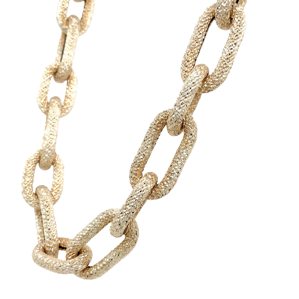 Textured  Oval Link Chain Necklace in 14K Yellow Gold - Image 8 of 8