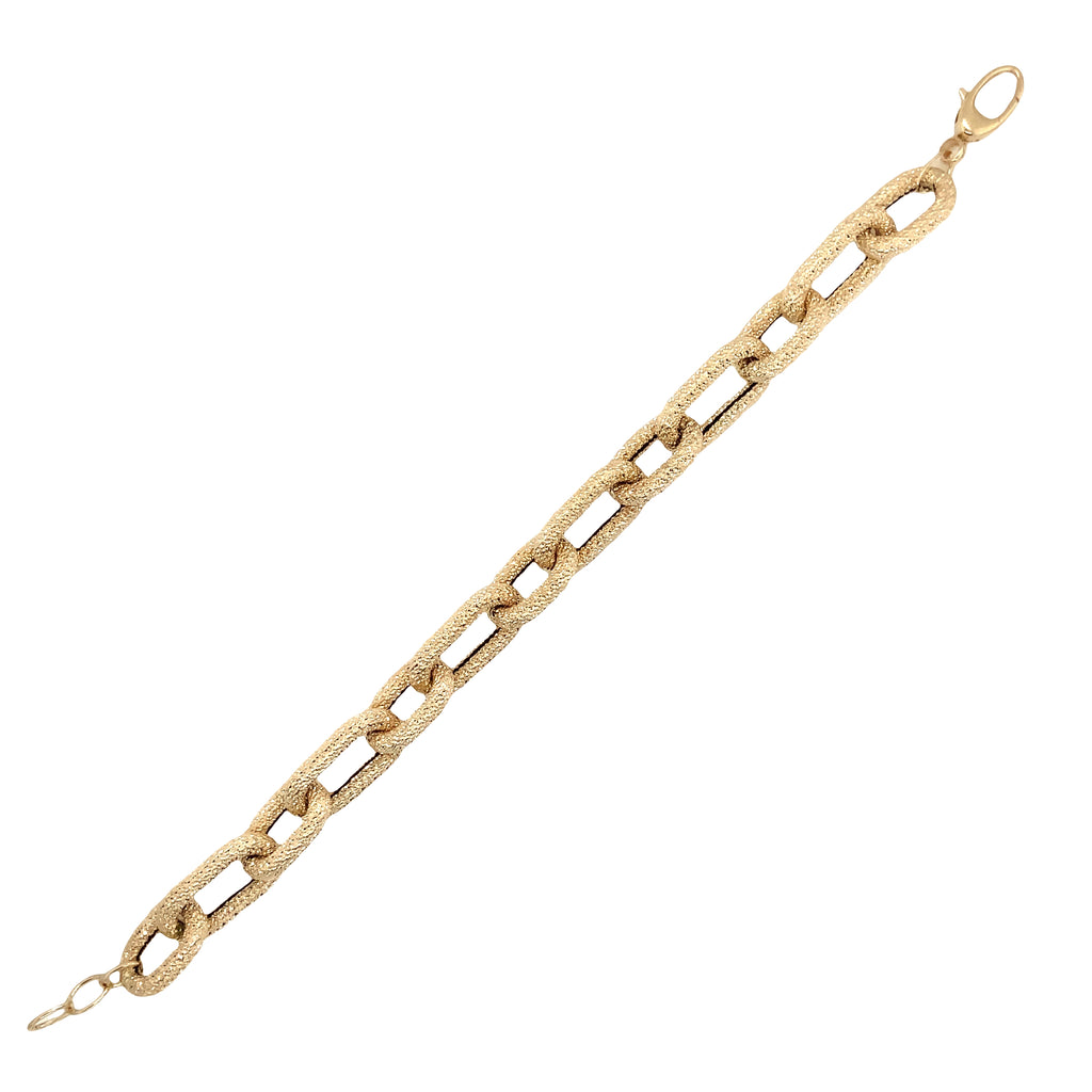 Textured  Oval Link Chain Bracelet in 14K Yellow Gold - Image 1 of 6