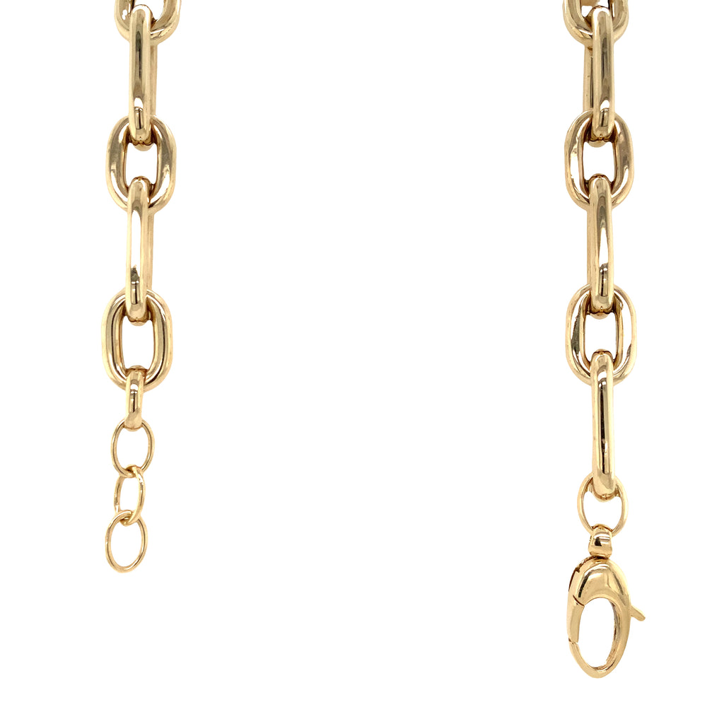 Paperclip Chain Link With Pave Diamond Set in 14K Yellow Gold Necklace - Image 6 of 11