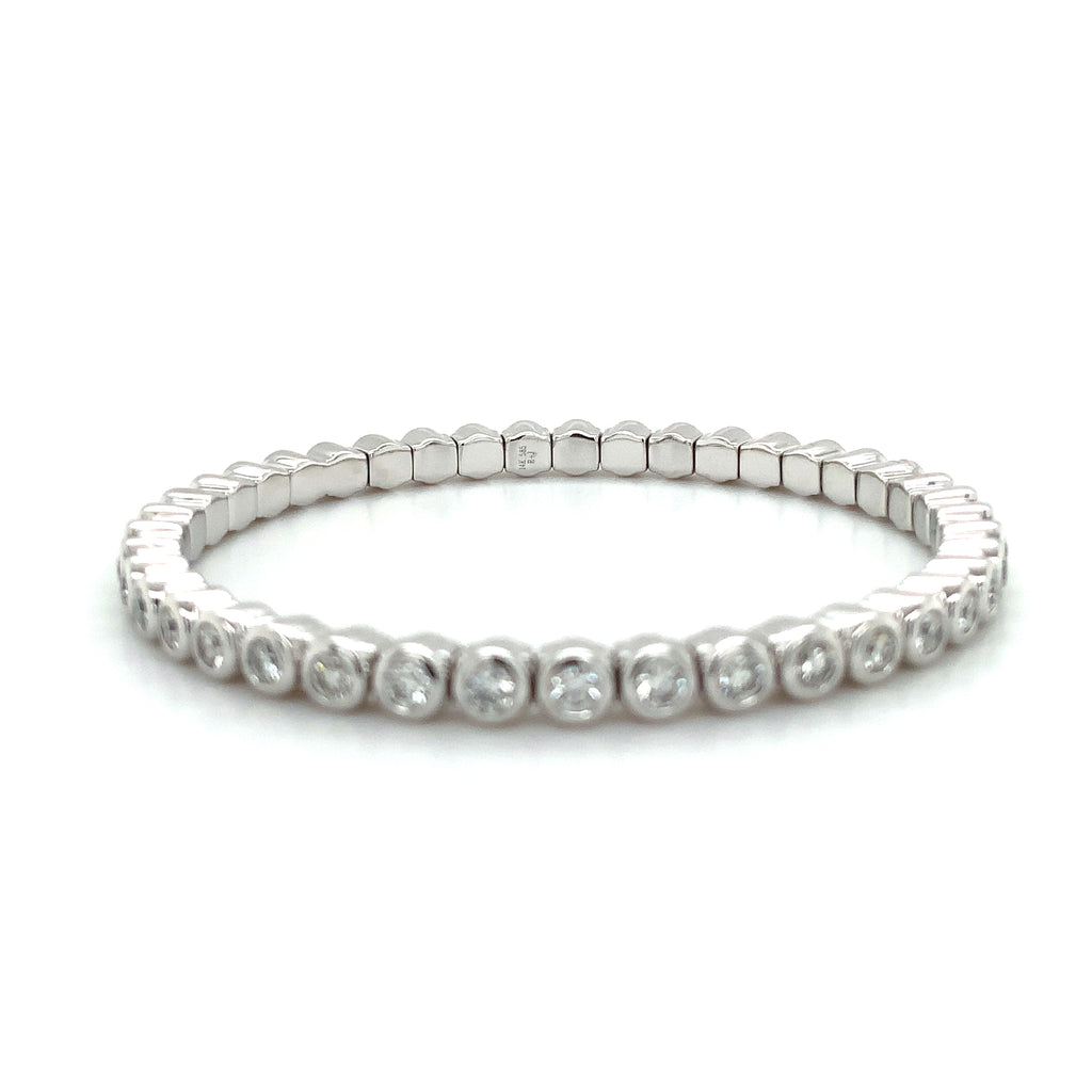 Roman + Jules Bezel-Set Diamond Stratchy Bracelet in 14K White Gold - Image 1 of 5