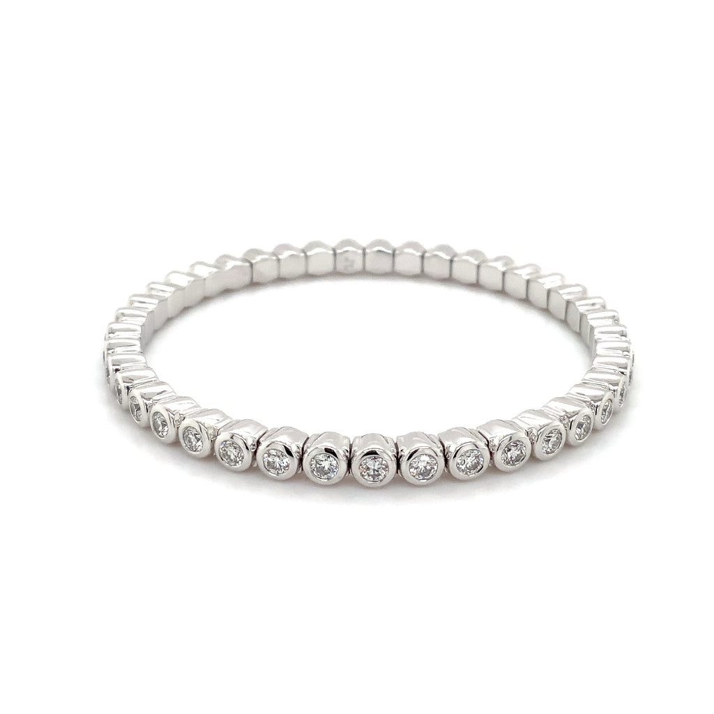 Roman + Jules Bezel-Set Diamond Stratchy Bracelet in 14K White Gold - Image 2 of 5